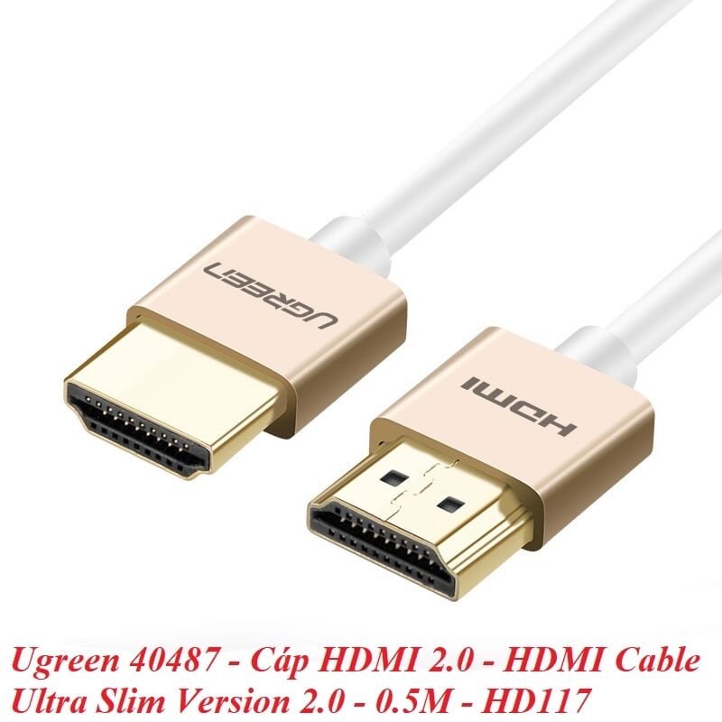 Ugreen 40487 0.5M màu Hồng Cáp tín hiệu HDMI chuẩn 2.0 sợi siêu nhỏ cao cấp HD117