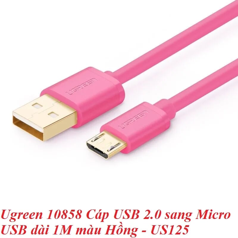 Ugreen 10858 1M Màu Hồng Cáp sạc USB 2.0 sang Micro USB US125