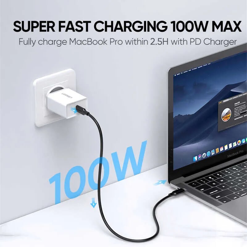 Ugreen 50229 0.5M màu đen Dây USB Type-C sang USB Type-C US266