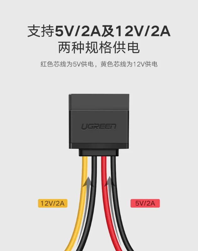 Ugreen 50720 0.2M Cáp nguồn SATA 4 PIN sang đầu SATA 15 PIN 50720