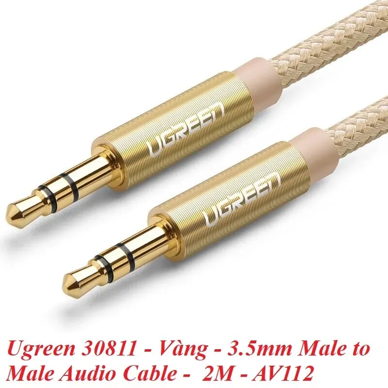 Ugreen 30811 2M màu Vàng Cáp âm thanh 2 đầu 3.5mm dương AV112