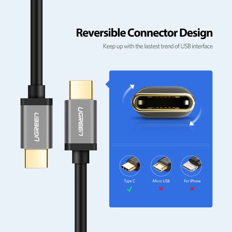 Ugreen 30533 1M màu Đen Cáp dữ liệu USB Type-C sang USB 3.0 truyền dữ liệu từ máy tính ra điện thoại US187