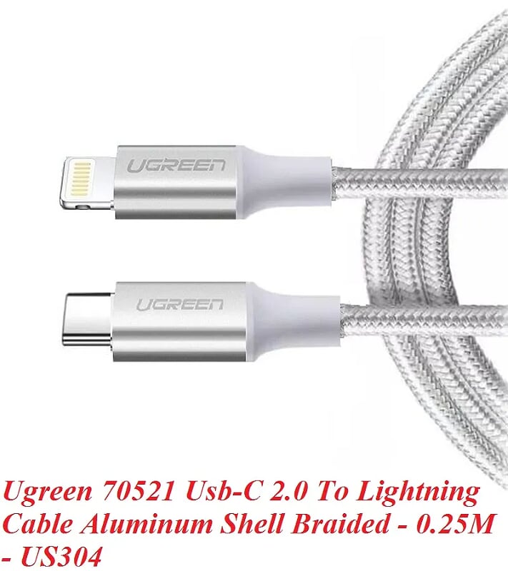 Ugreen 70521 25cm white lightning to usb type c 2.0 cable 0.25m US304