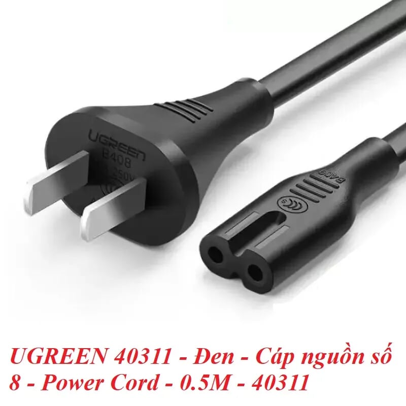 Ugreen 40311 0.5m Màu Đen Dây nguồn sạc số 8 CD159