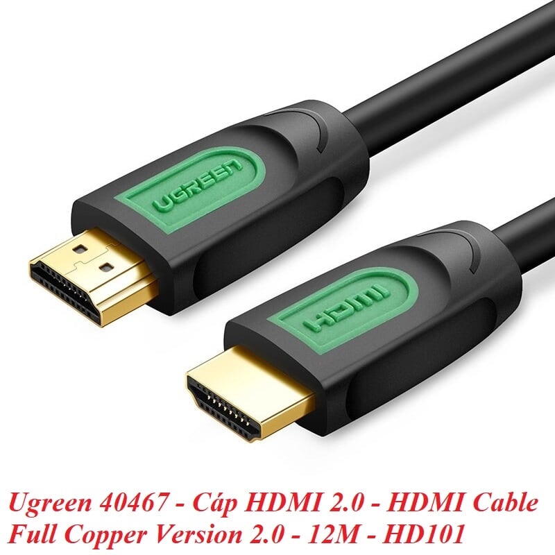 Ugreen 40467 12M màu Đen Cáp tín hiệu HDMI chuẩn 1.4 hỗ trợ phân giải 4K * 2K HD101