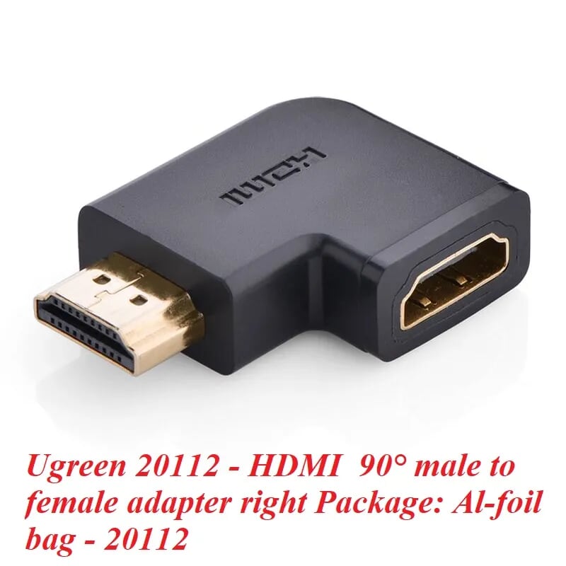 Ugreen 20112 Màu Đen Đầu nối dài HDMI gập sang phải 90 độ 20112