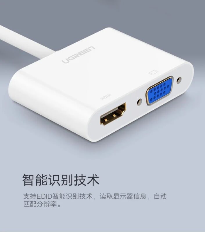 Ugreen 40743 Màu Trắng Bộ chuyển Mini HDMI sang VGA + HDMI MM136