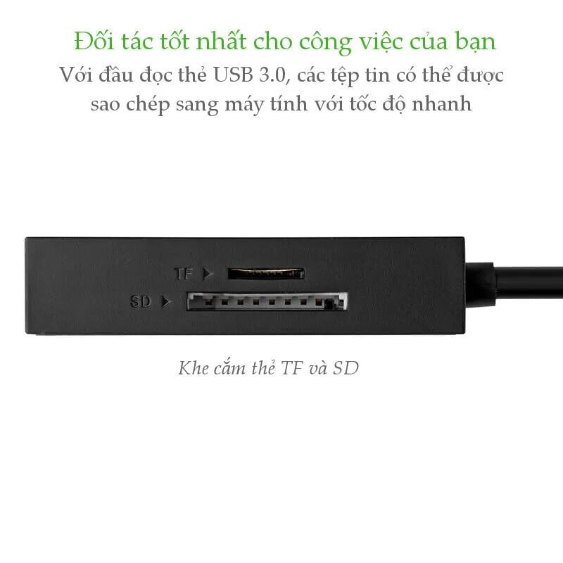 Ugreen 30231 1M màu Đen Đầu đọc thẻ USB 3.0 sang SD + TF + CF + MS cao cấp 30231