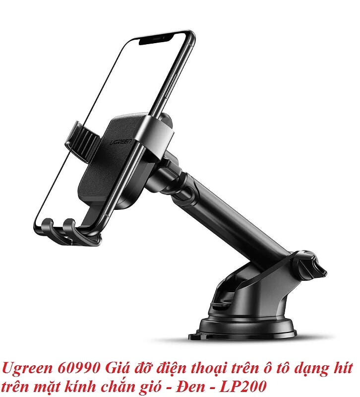 Ugreen 60990 Màu Đen Giá đỡ điện thoại trên ô tô dạng hít trên mặt kính chắn gió LP200