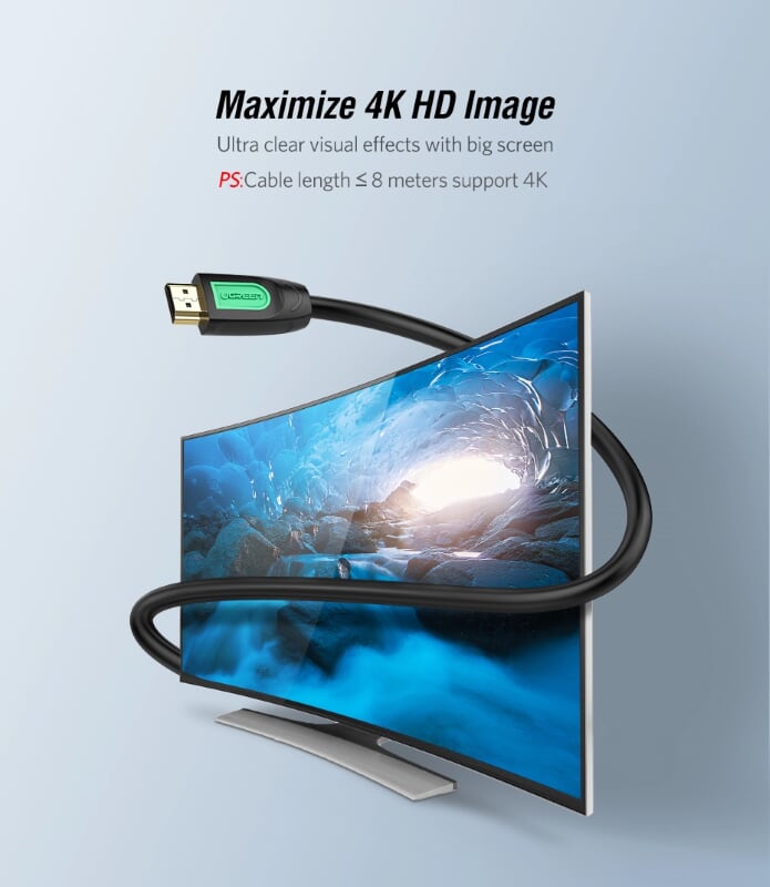 Ugreen 40465 8M màu Đen Cáp tín hiệu HDMI chuẩn 1.4 hỗ trợ phân giải 4K * 2K HD101