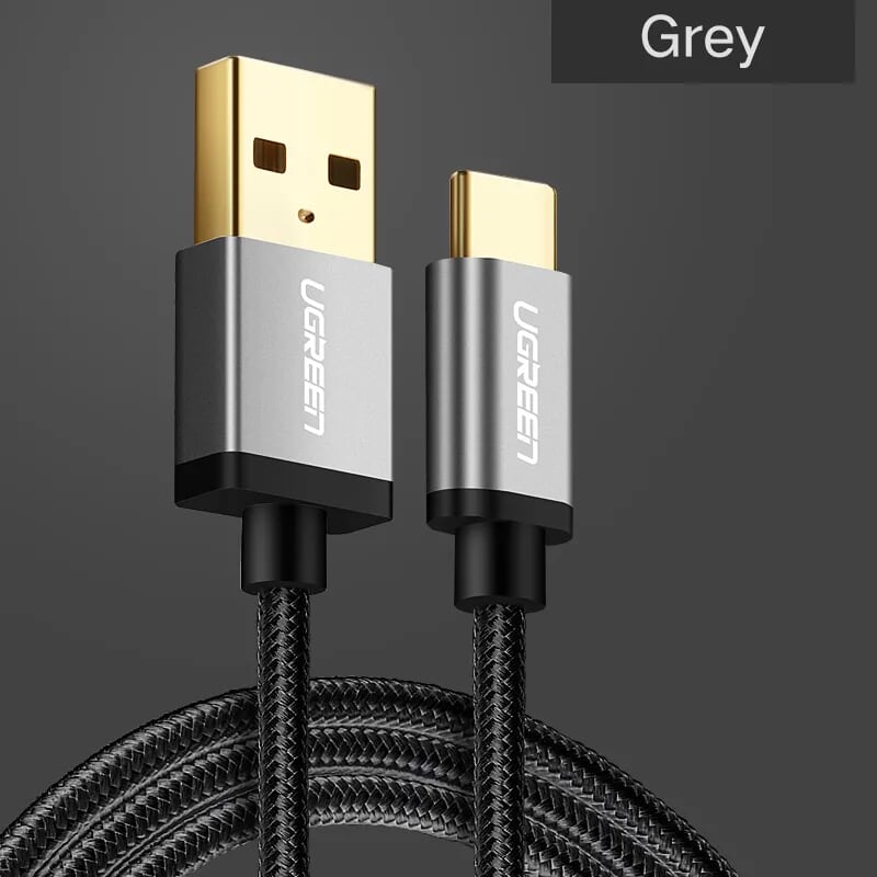 Ugreen 30882 2M 3A Màu Đen Cáp USB TypeC sang USB 2.0 Hỗ trợ sạc nhanh dây bên Nylon US174