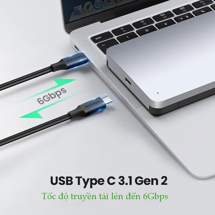 Ugreen 70498 hộp đựng ổ cứng ssd 2.5-inch sata kèm cáp usb a ra usb type c CM300