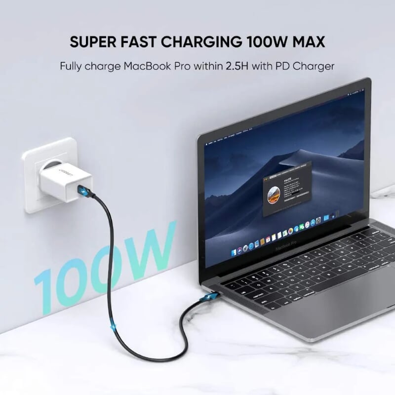 Ugreen 50232 1m 3.1 gen 2 cáp usb 2 đầu type c 5A hợp kim mạ nickel 50232