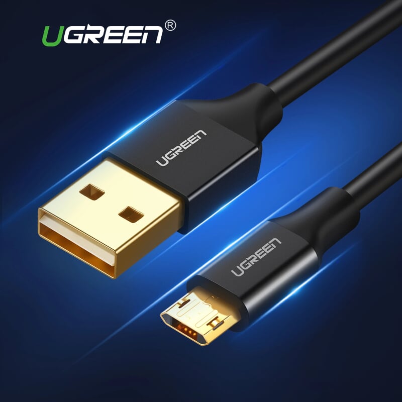 Ugreen 30852 1.5M màu Đen Cáp sạc truyền dữ liệu USB 2.0 sang MICRO USB dây bọc nhựa PVC US223