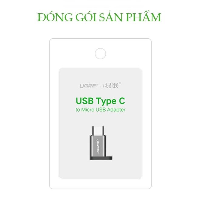 Ugreen 50551 Màu Đen Đầu chuyển đổi MICRO USB sang TYPE C hỗ trợ OTG US278