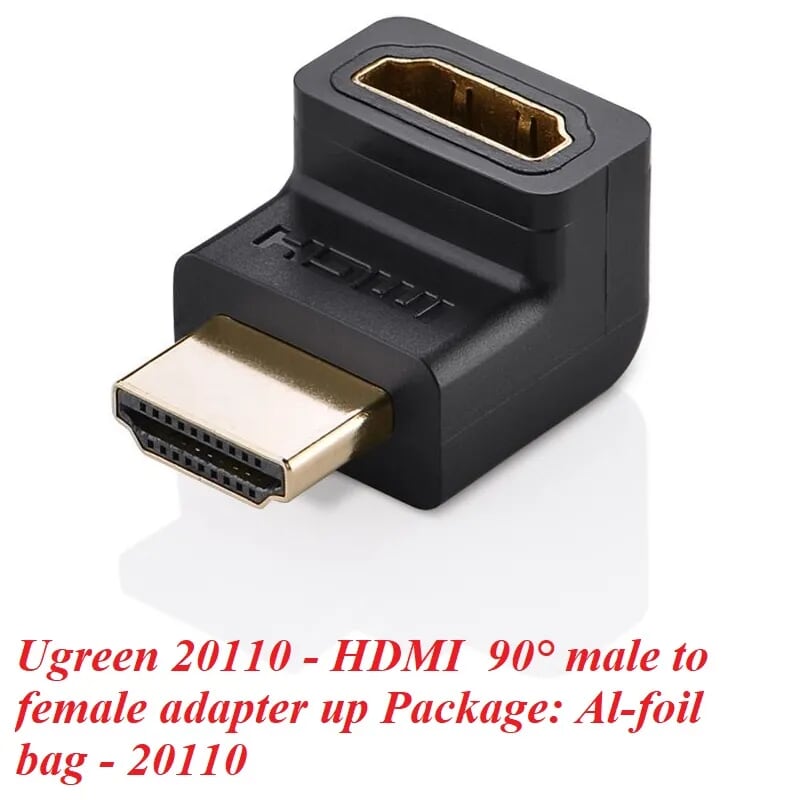 Ugreen 20110 Màu Đen Đầu nối dài HDMI gập 90 độ HD112