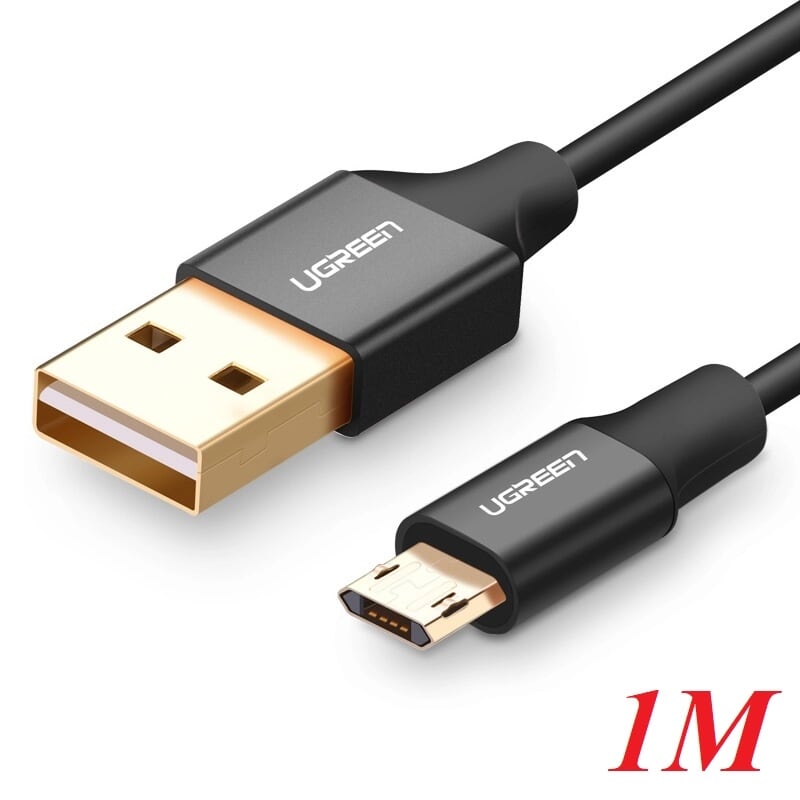 Ugreen 30851 1M màu Đen Cáp sạc truyền dữ liệu USB 2.0 sang MICRO USB dây bọc nhựa PVC US223