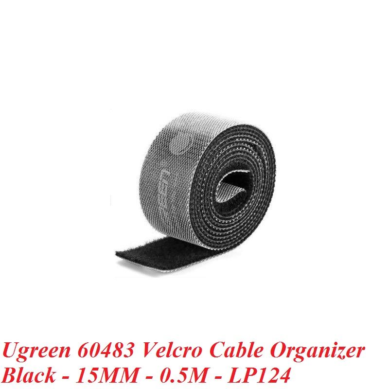 Ugreen 60483 0.5M cỡ 15mm băng dán Velcro màu đen ngang 1.5cm LP124