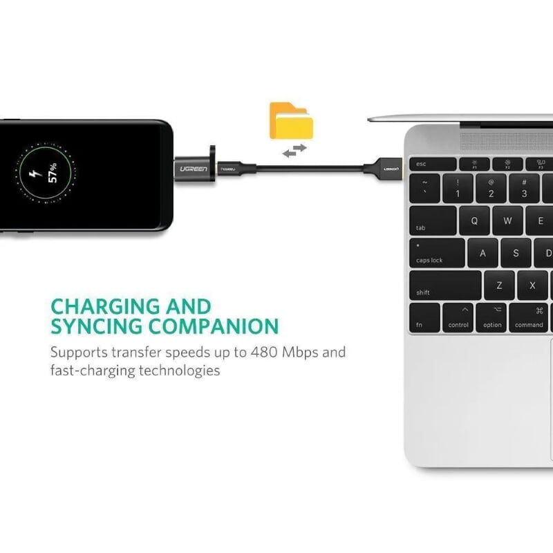 Ugreen 40945 Màu Xám Đầu chuyển đổi TYPE C sang MICRO USB vỏ nhôm cao cấp dáng móc khoá US189