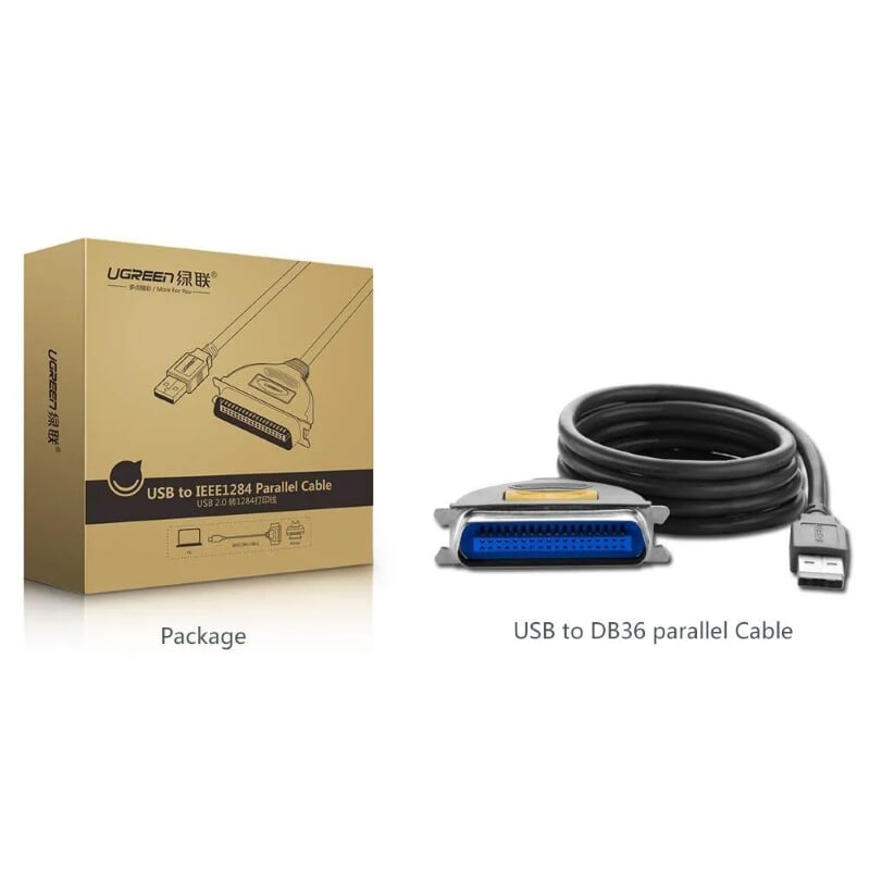 Ugreen 30227 1.5M màu Đen Cáp tín hiệu chuyển đổi USB 2.0 sang LPT âm cao cấp CR124