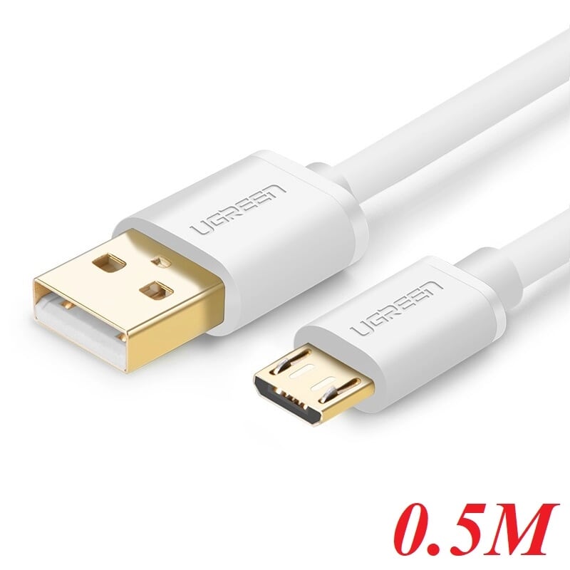 Ugreen 10847 0.5M màu Trắng Cáp sạc truyền dữ liệu USB 2.0 sang MICRO USB lõi đồng US125