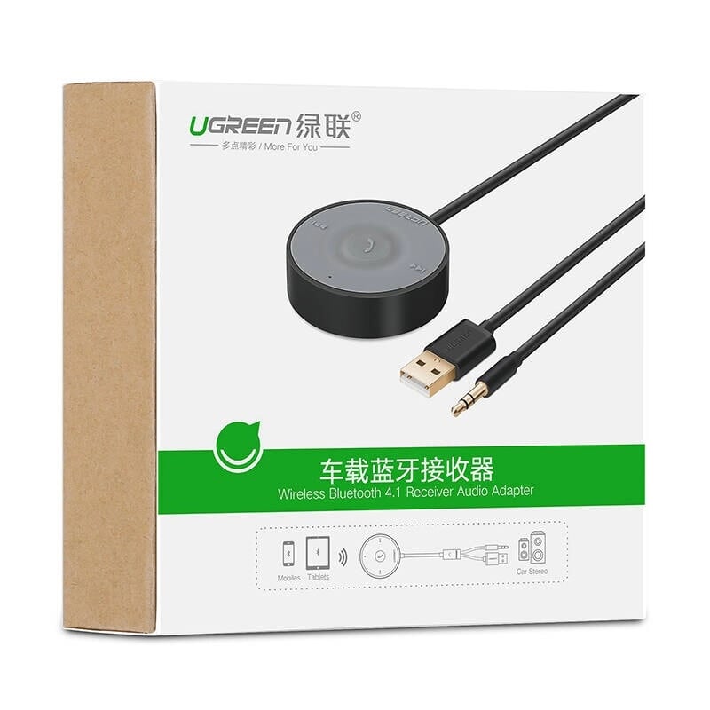 Ugreen 30447 BT 4.1 màu Đen Thiết bị nhận âm thanh Bluetooth trên xe hơi chuẩn 3.5mm CM124