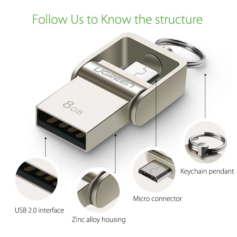 Ugreen 30431 16GB USB 2.0 + MICRO USB hỗ trợ OTG cao cấp US179