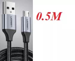 Ugreen 60145 0.5M màu Đen Cáp sạc truyền dữ liệu USB 2.0 sang MICRO USB vỏ dây bọc lưới US290