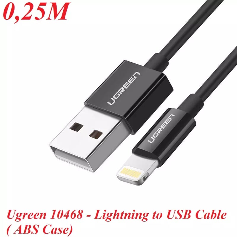 Ugreen 10468 0.25M màu Đen ABS Cáp Lightning sạc + truyền dữ liệu cho iPhone US155