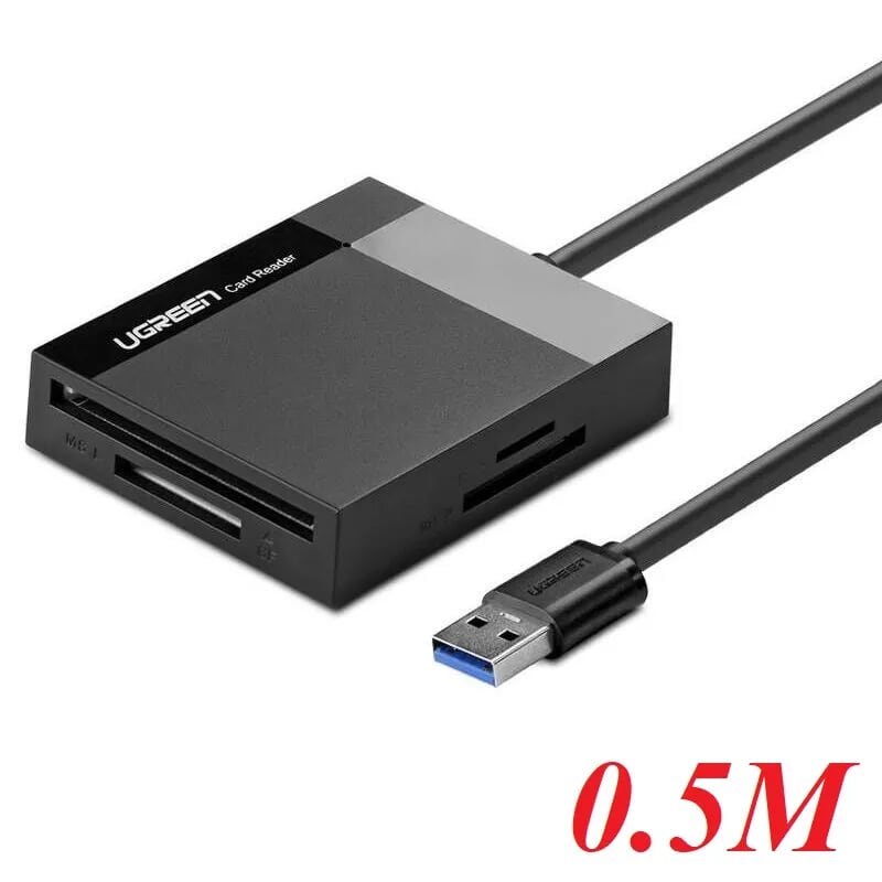 Ugreen 30231 1M màu Đen Đầu đọc thẻ USB 3.0 sang SD + TF + CF + MS cao cấp 30231