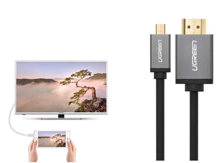 Ugreen 30144 1M màu Đen Cáp chuyển đổi Micro HDMI sang HDMI thuần đồng cao cấp HD109