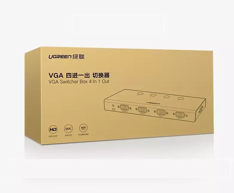 Ugreen 50279 Màu Đen Bộ gộp VGA 4 vào 1 ra hỗ trợ FULL HD 500Ghz CM153