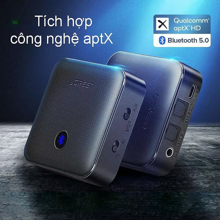 Ugreen 70158 v5.0 bộ nhận và phát bluetooth transmitter - receiver hỗ trợ spdif optical + 3.5mm và aptx CM144