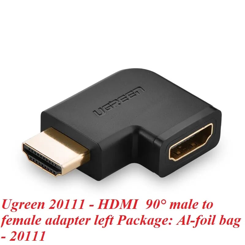 Ugreen 20111 Màu Đen Đầu nối dài HDMI gập sang trái 90 độ HD112