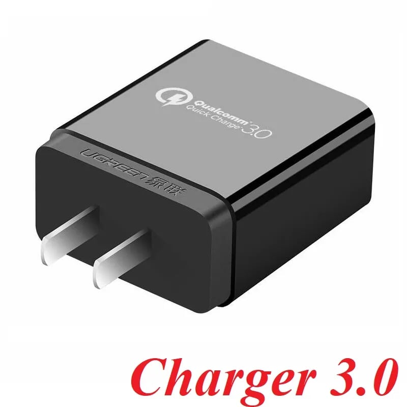 Ugreen 20908 Màu Đen Bộ sạc nhanh chuẩn Quick Charge 2.0 + 3.0 Usb CD122