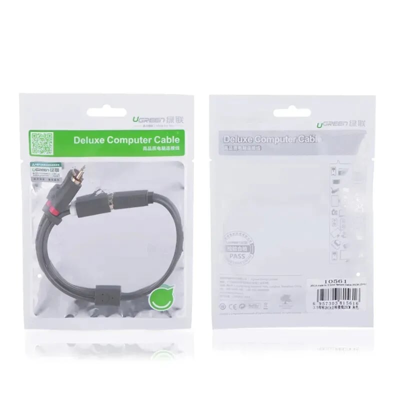 Ugreen 10588 1M màu Đen Cáp âm thanh 2 đầu Bông sen sang 3.5mm Âm AV102