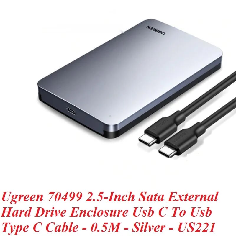 Ugreen 70499 hộp đựng ổ cứng ssd 2.5-inch sata kèm cáp usb type c ra usb type c CM300