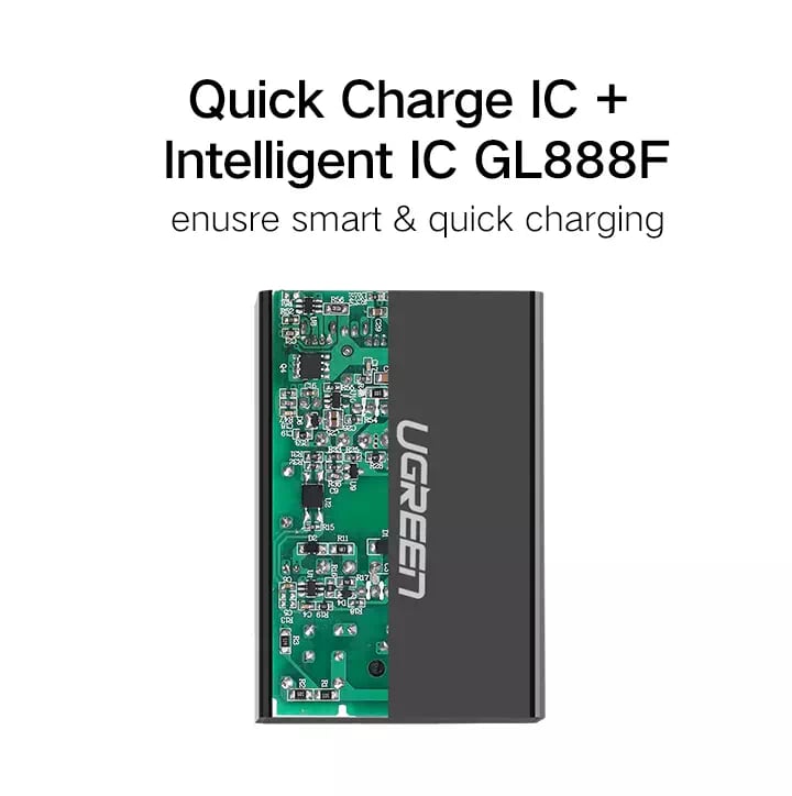 Ugreen 30561 1.5M Màu Trắng Củ sạc 3.0 Quick Charge 4 cổng usb CD102