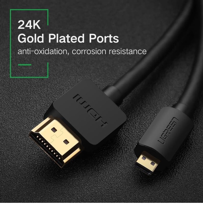 Ugreen 30148 1M màu Đen Cáp chuyển đổi micro HDMI sang HDMI thuần đồng HD127