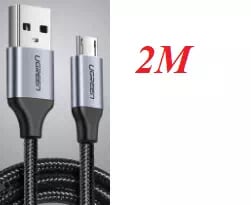 Ugreen 60148 2M màu Đen Cáp sạc truyền dữ liệu USB 2.0 sang MICRO USB vỏ dây bọc lưới US290