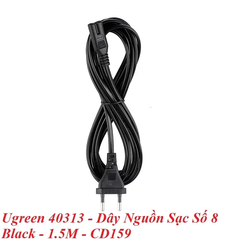 Ugreen 40313 1.5M Màu Đen Dây nguồn sạc số 8 CD159