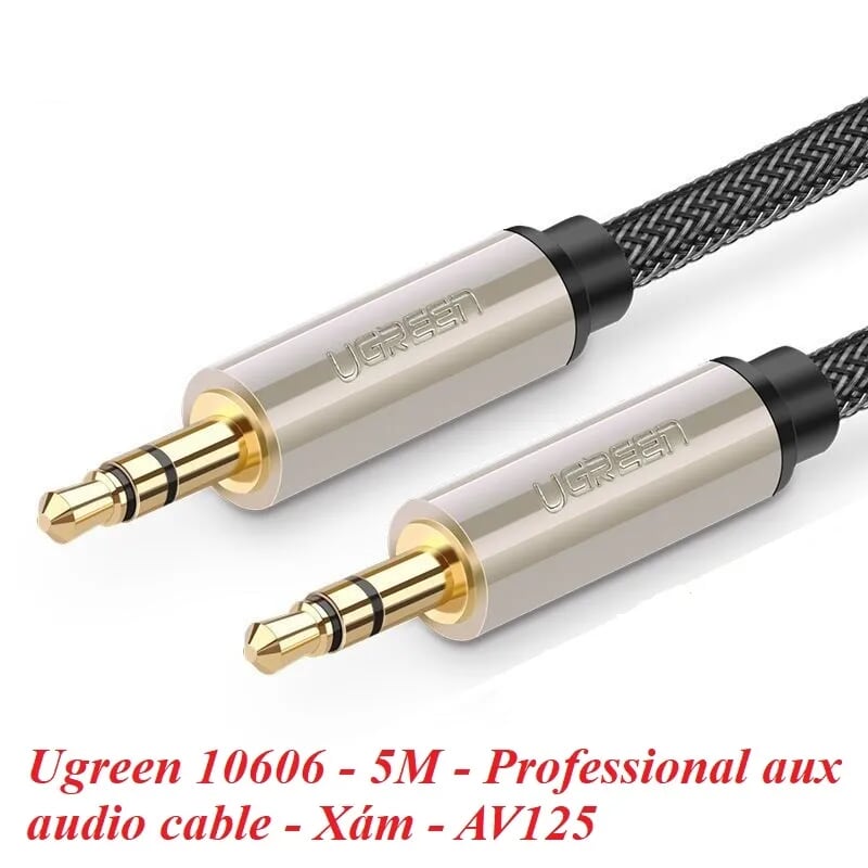 Ugreen 10606 5M màu Đen Cáp âm thanh 2 đầu 3.5mm dương cao cấp AV125