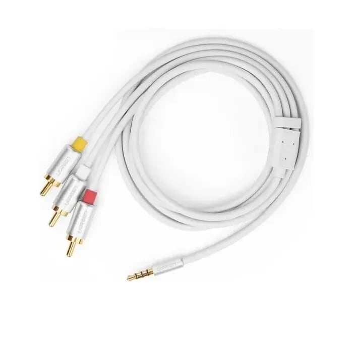 Ugreen 20895 1.5M màu Trắng Cáp âm thanh 3 đầu Bông sen sang 3.5mm Dương AV138