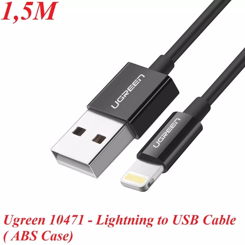 Ugreen 10471 1.5M màu Đen ABS Cáp Lightning sạc + truyền dữ liệu cho iPhone US155