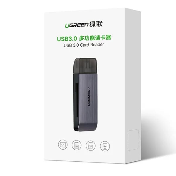 Ugreen 50541 Màu Đen Đầu đọc thẻ USB 3.0 sang SD + TF + CF + MS cao cấp CM180