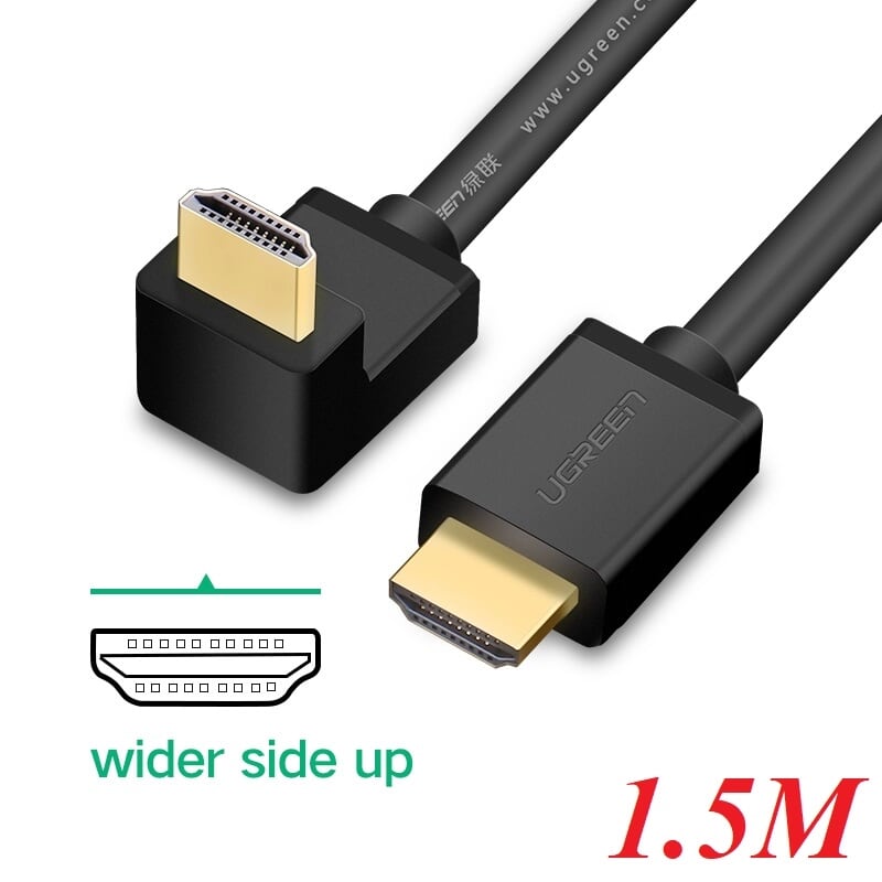 Ugreen 11109 1.5M màu Đen Cáp tín hiệu HDMI chuẩn 1.4 đầu bẻ góc 90 độ HD103