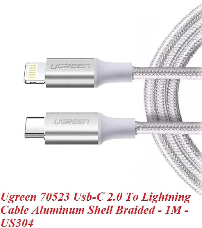 Ugreen 70523 1m cáp usb type c ra lightning 2.0 màu trắng US304