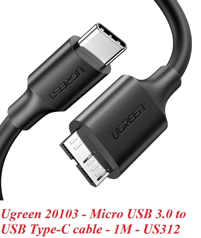 Ugreen 20103 1M màu đen Dây USB 3.0 sang USB-C US312