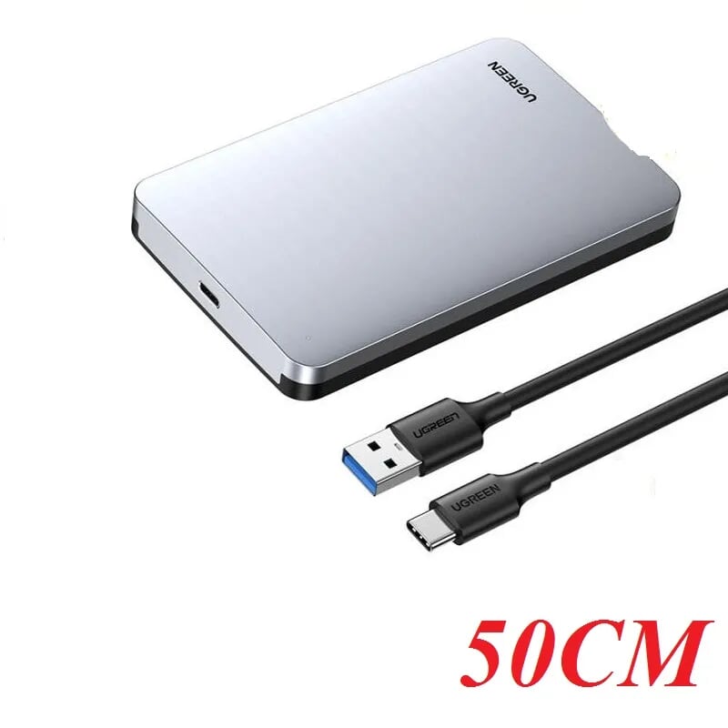 Ugreen 70498 hộp đựng ổ cứng ssd 2.5-inch sata kèm cáp usb a ra usb type c CM300