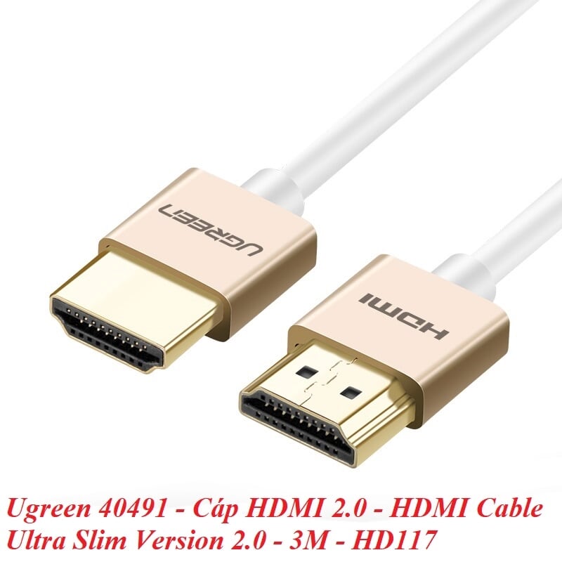 Ugreen 40491 3M màu Hồng Cáp tín hiệu HDMI chuẩn 2.0 sợi siêu nhỏ cao cấp HD117